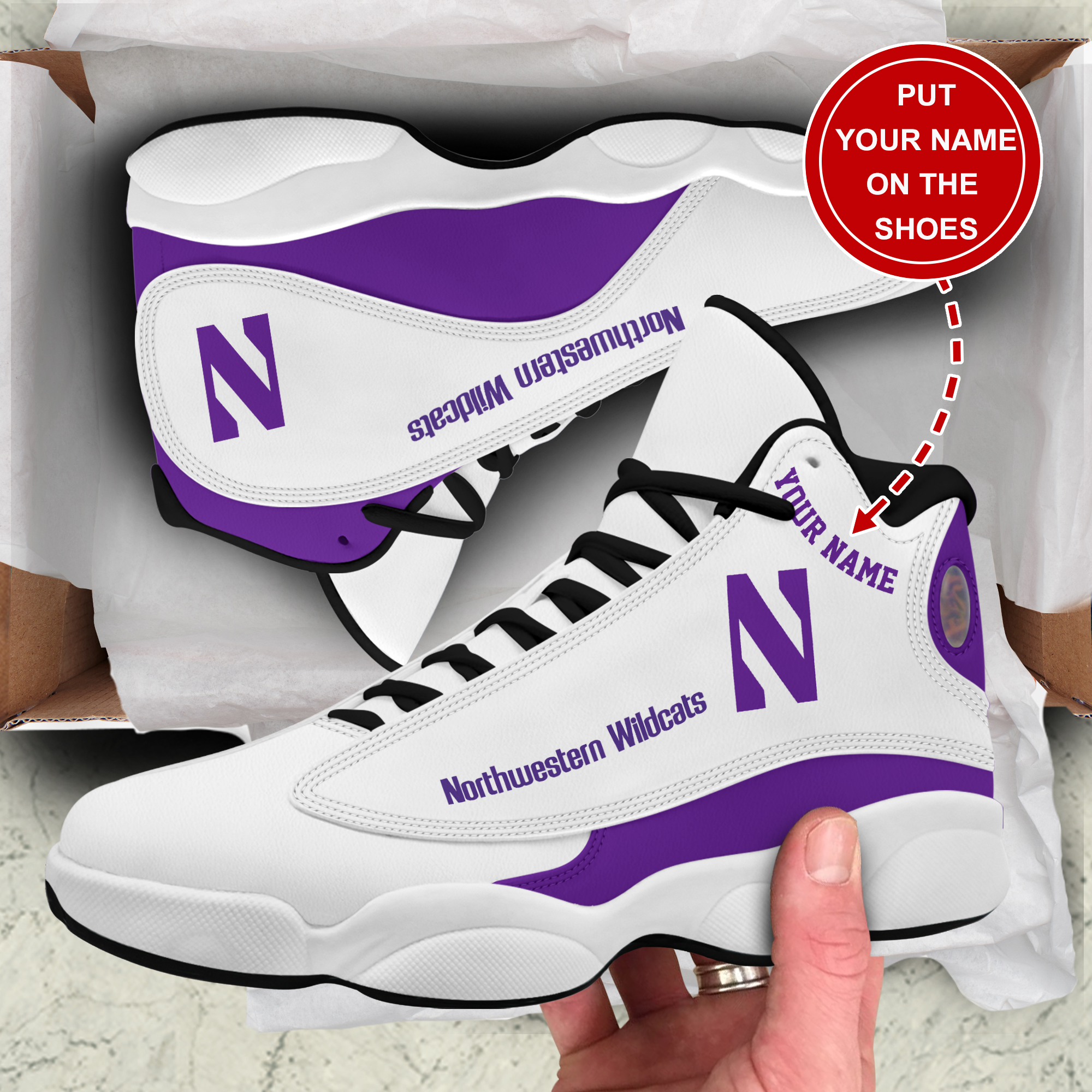 JWFancy Northwestern Wildcats AJ13 Sneakers Shoes For Men And Women