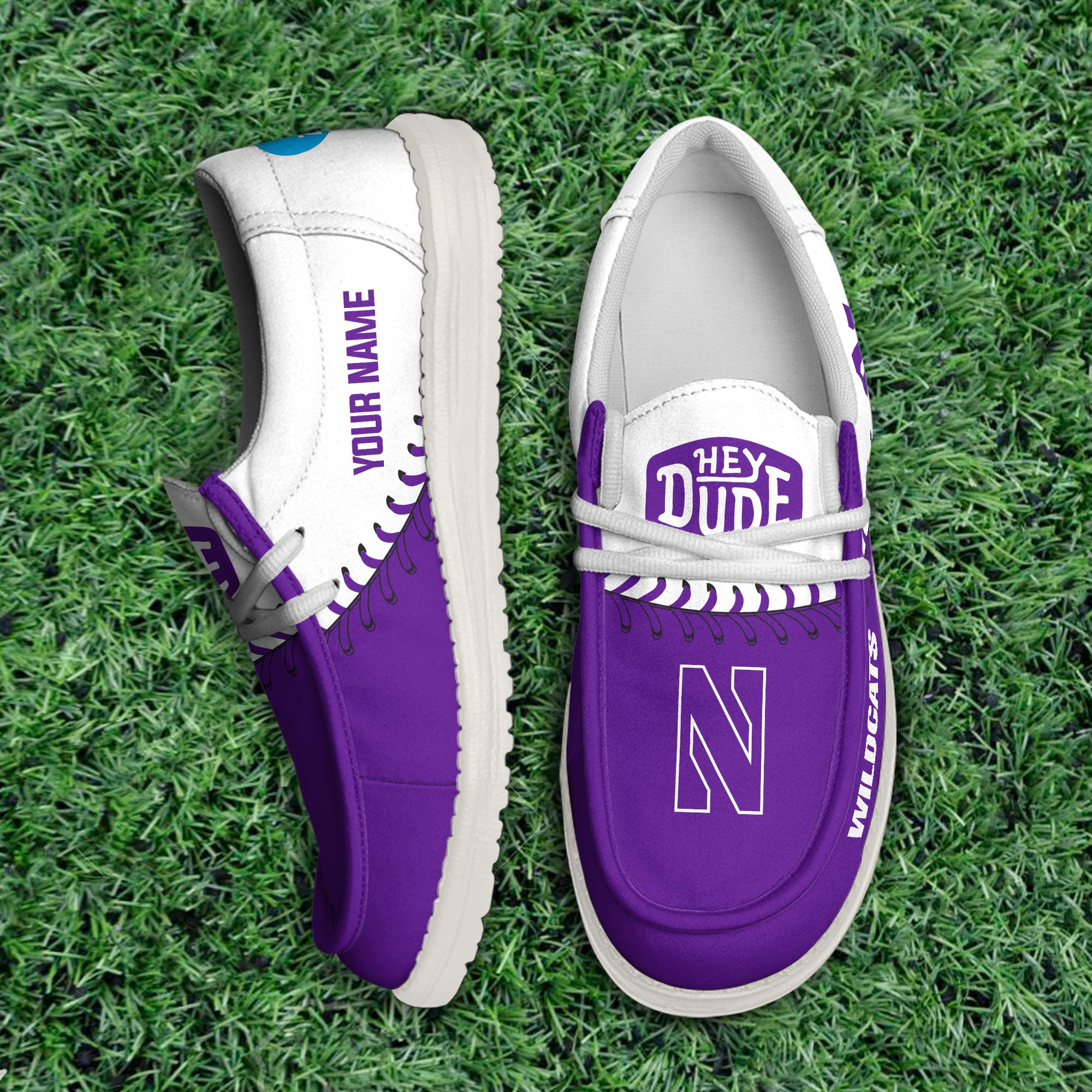 JWFancy Northwestern Wildcats Hey Dude Shoes Wally Men's Lace Up Loafers Comfortable For Men And Women