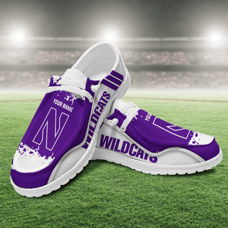 JWFancy Northwestern Wildcats Hey Dude Shoes Wally Men's Lace Up Loafers Comfortable For Men And Women