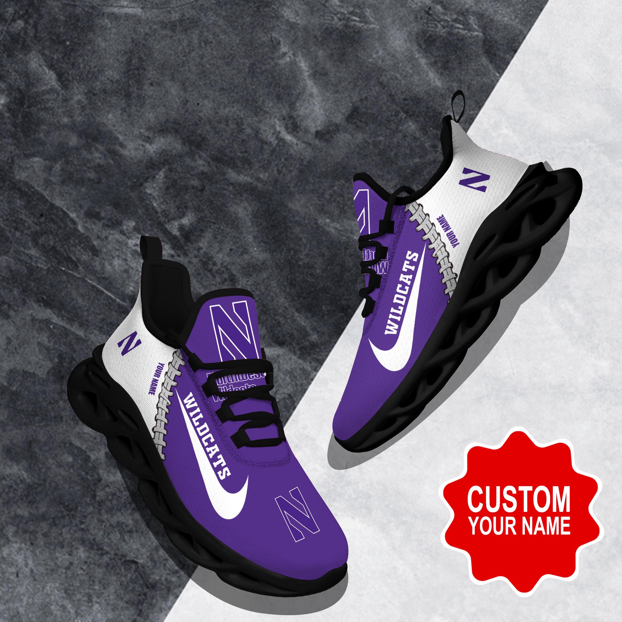 JWFancy Northwestern Wildcats Max Soul Shoes Sneakers For Men And Women