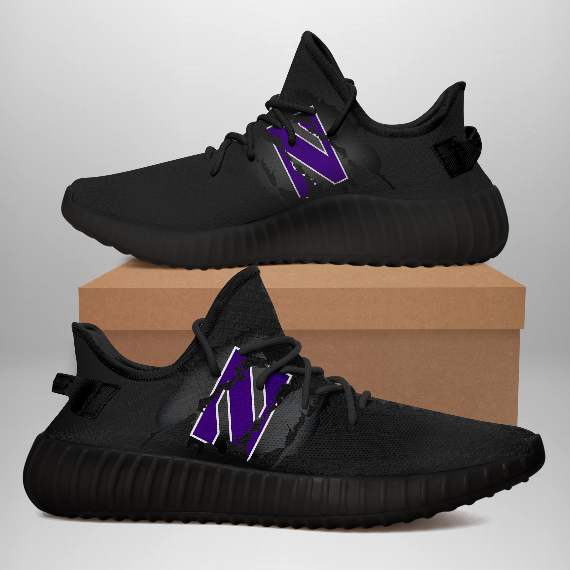 JWFancy Northwestern Wildcats Yeezy Boost Shoes For Men And Women