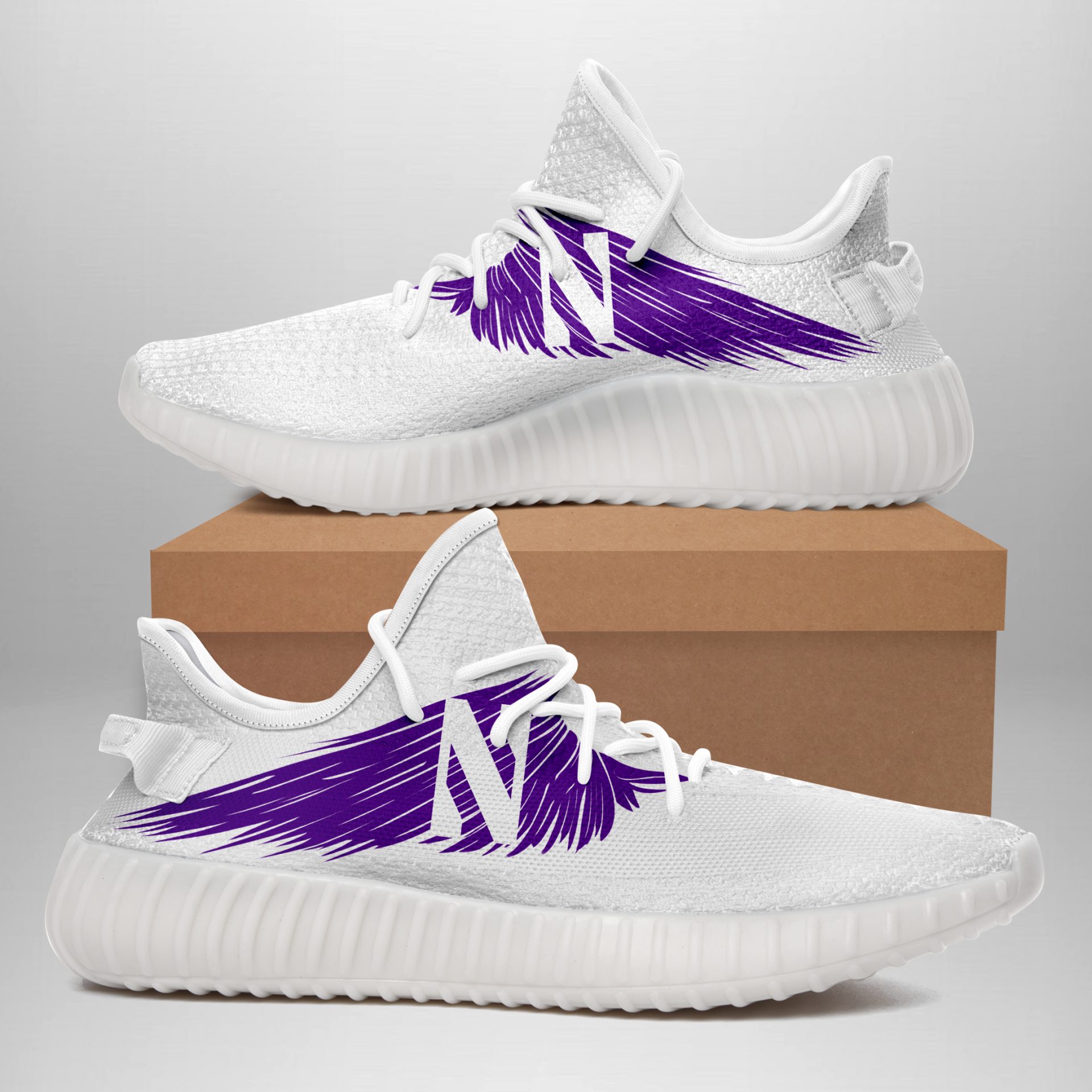 JWFancy Northwestern Wildcats Yeezy Boost Shoes For Men And Women