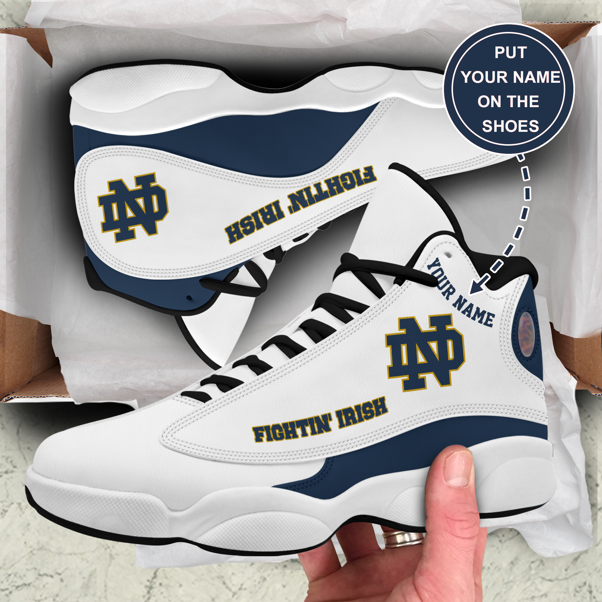 JWFancy Notre Dame Fighting Irish AJ13 Sneakers Shoes For Men And Women