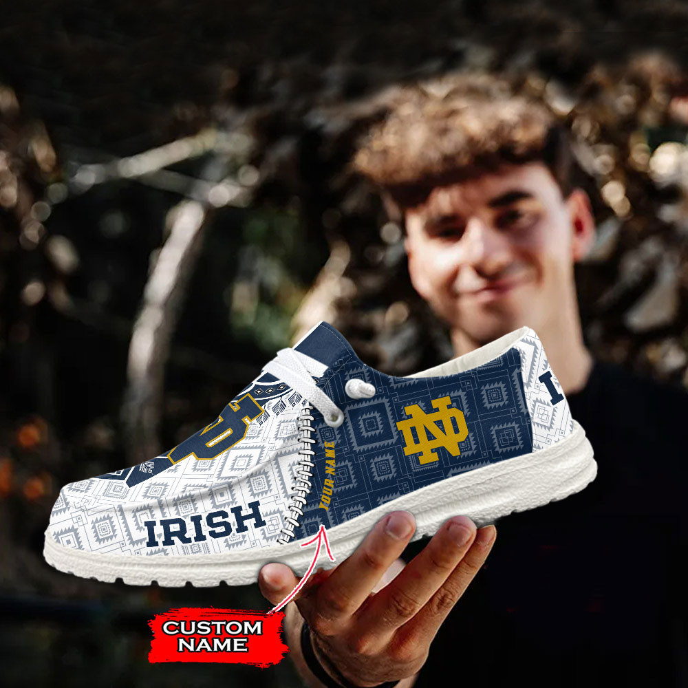 JWFancy Notre Dame Fighting Irish Hey Dude Shoes Wally Men's Lace Up Loafers Comfortable For Men And Women
