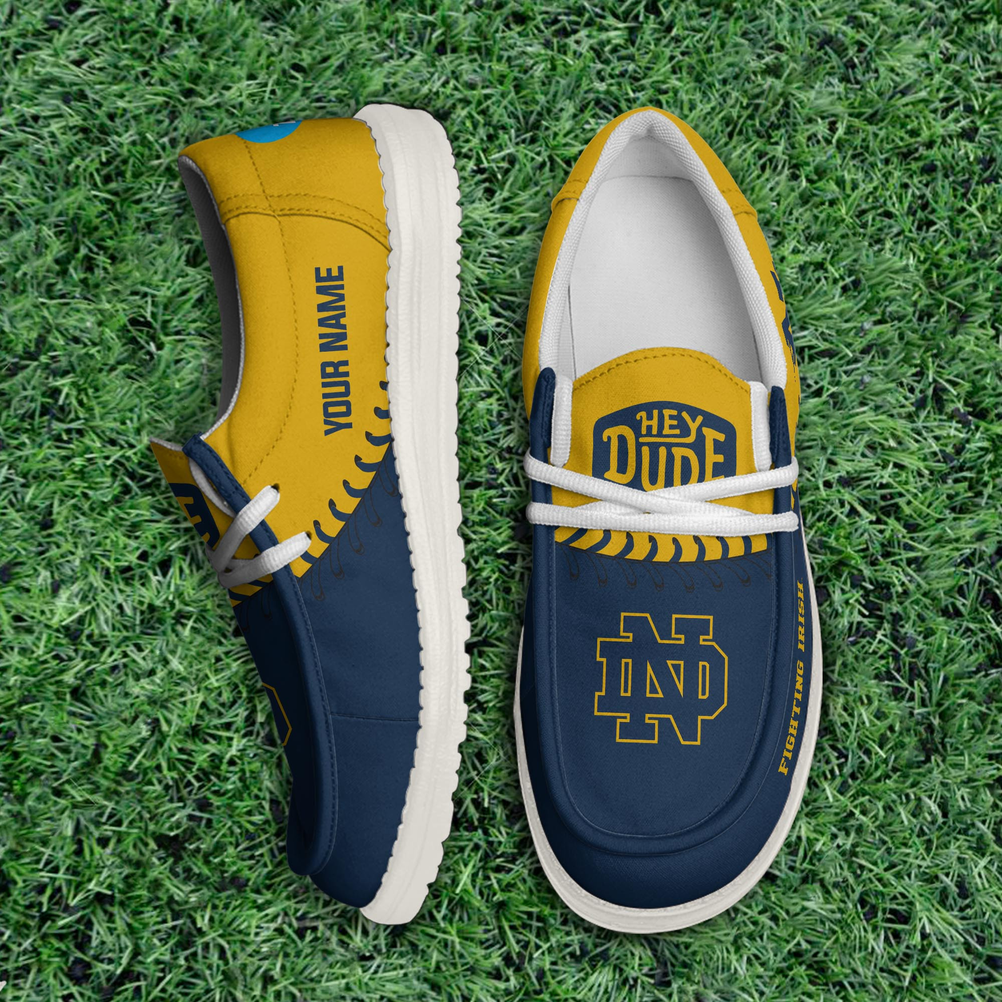 JWFancy Notre Dame Fighting Irish Hey Dude Shoes Wally Men's Lace Up Loafers Comfortable For Men And Women