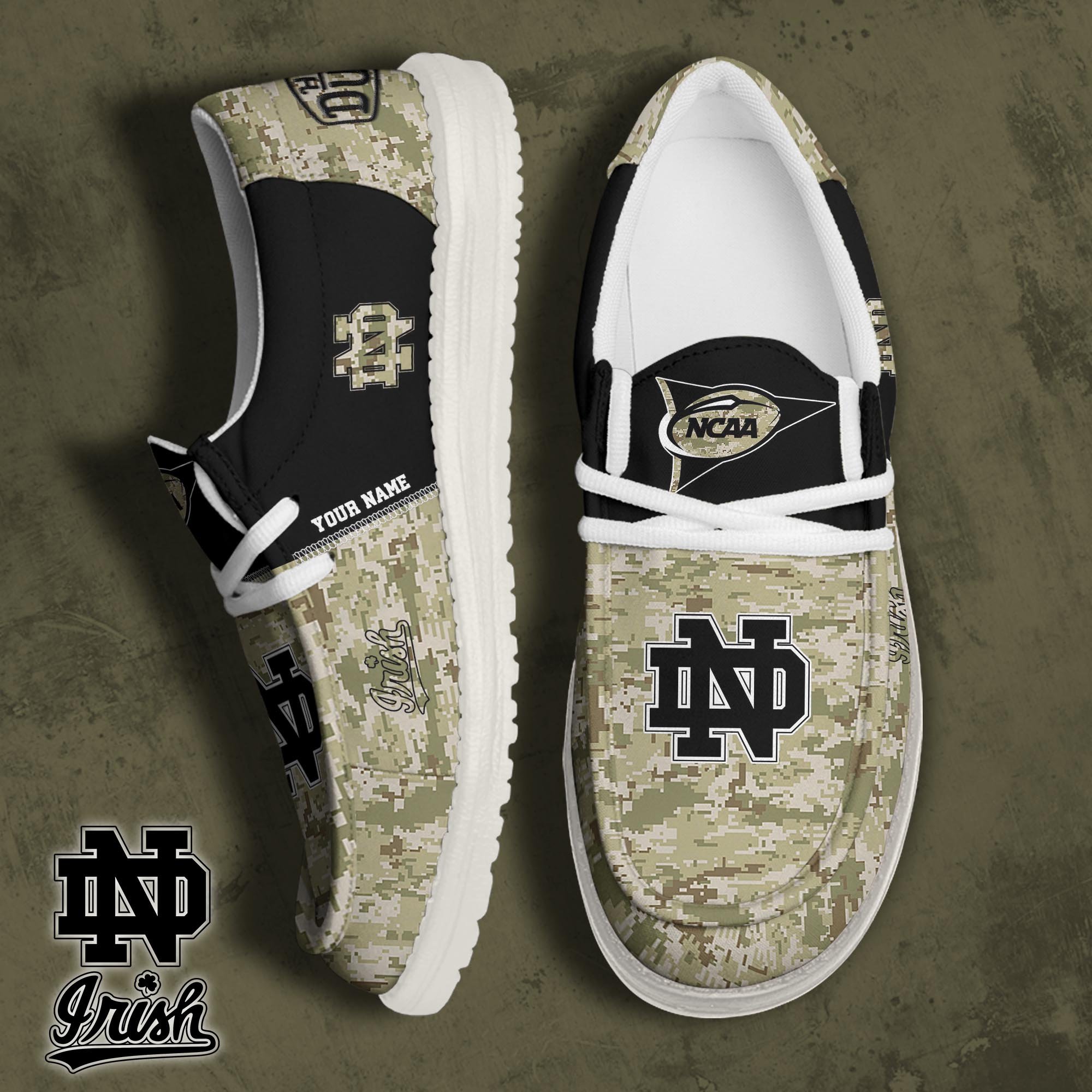 JWFancy Notre Dame Fighting Irish Hey Dude Shoes Wally Men's Lace Up Loafers Comfortable For Men And Women