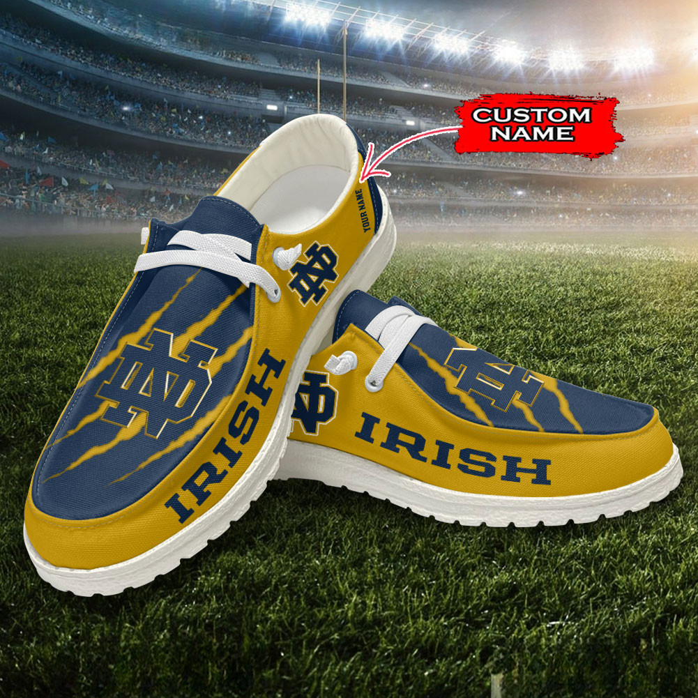 JWFancy Notre Dame Fighting Irish Hey Dude Shoes Wally Men's Lace Up Loafers Comfortable For Men And Women