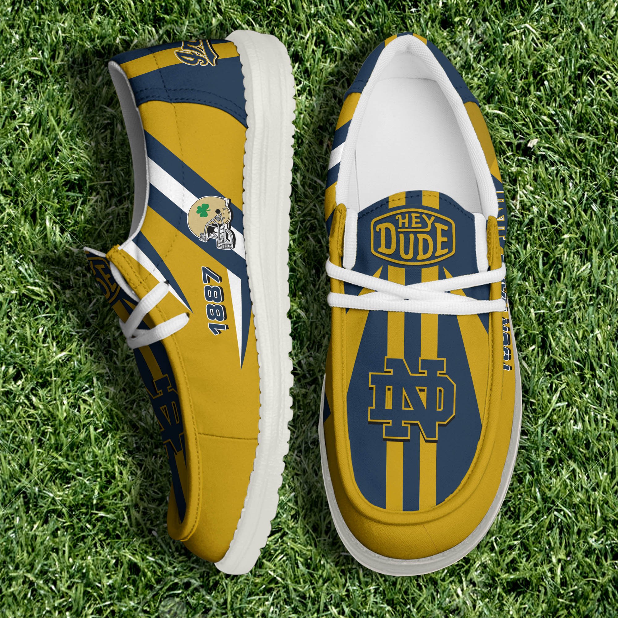 JWFancy Notre Dame Fighting Irish Hey Dude Shoes Wally Men's Lace Up Loafers Comfortable For Men And Women