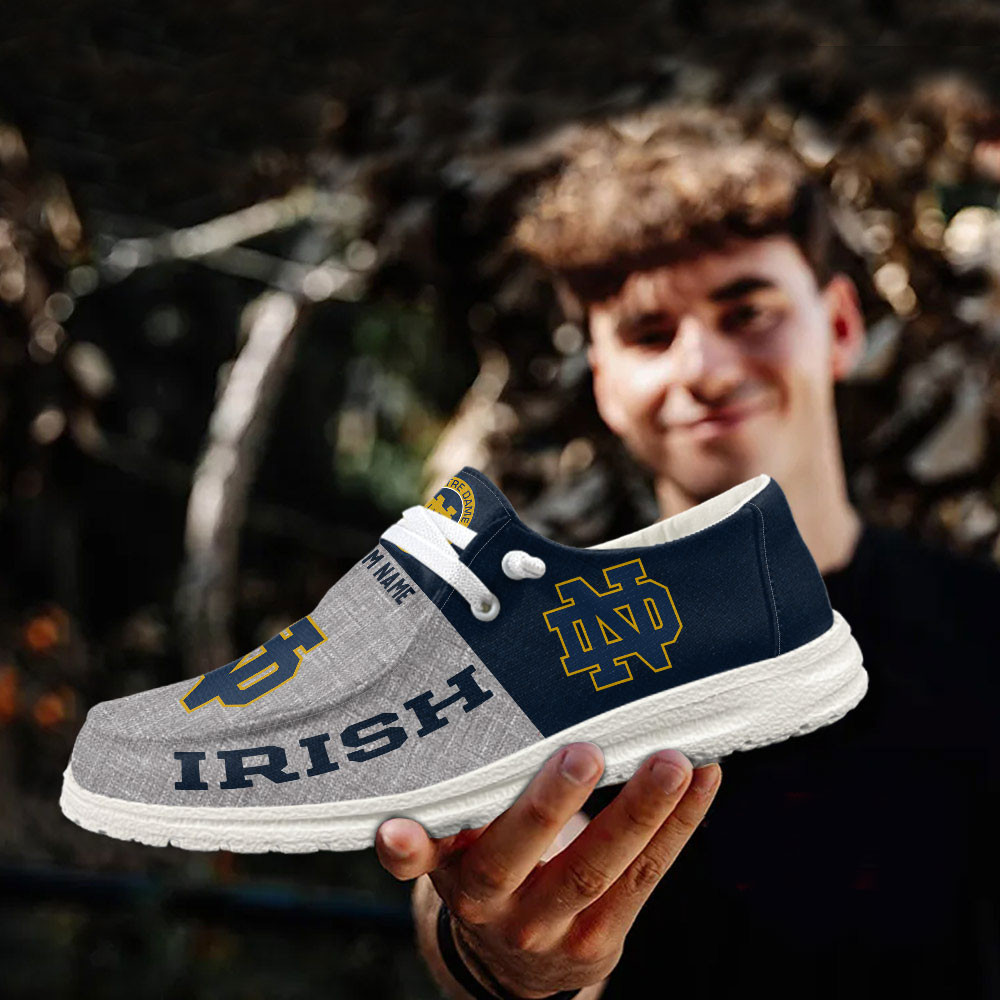 JWFancy Notre Dame Fighting Irish Hey Dude Shoes Wally Men's Lace Up Loafers Comfortable For Men And Women