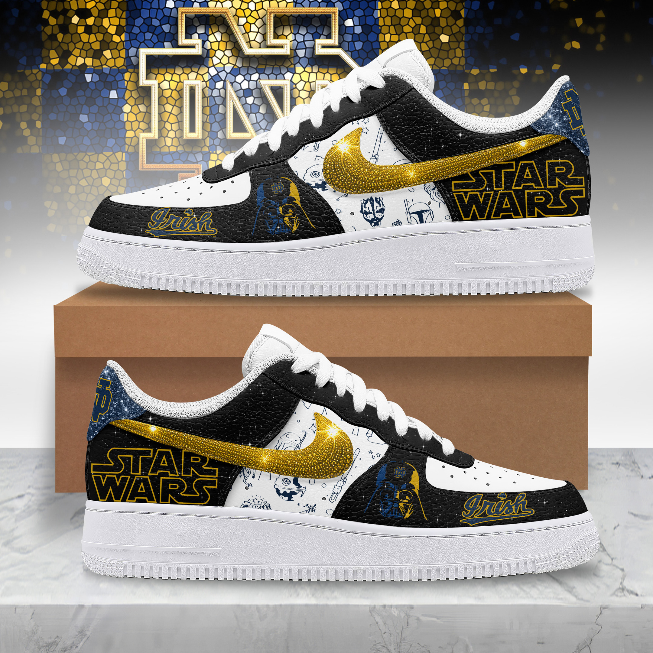 JWFancy Notre Dame Fighting Irish x Star Wars Night Air Low-Top Sneakers Shoes For Men And Women