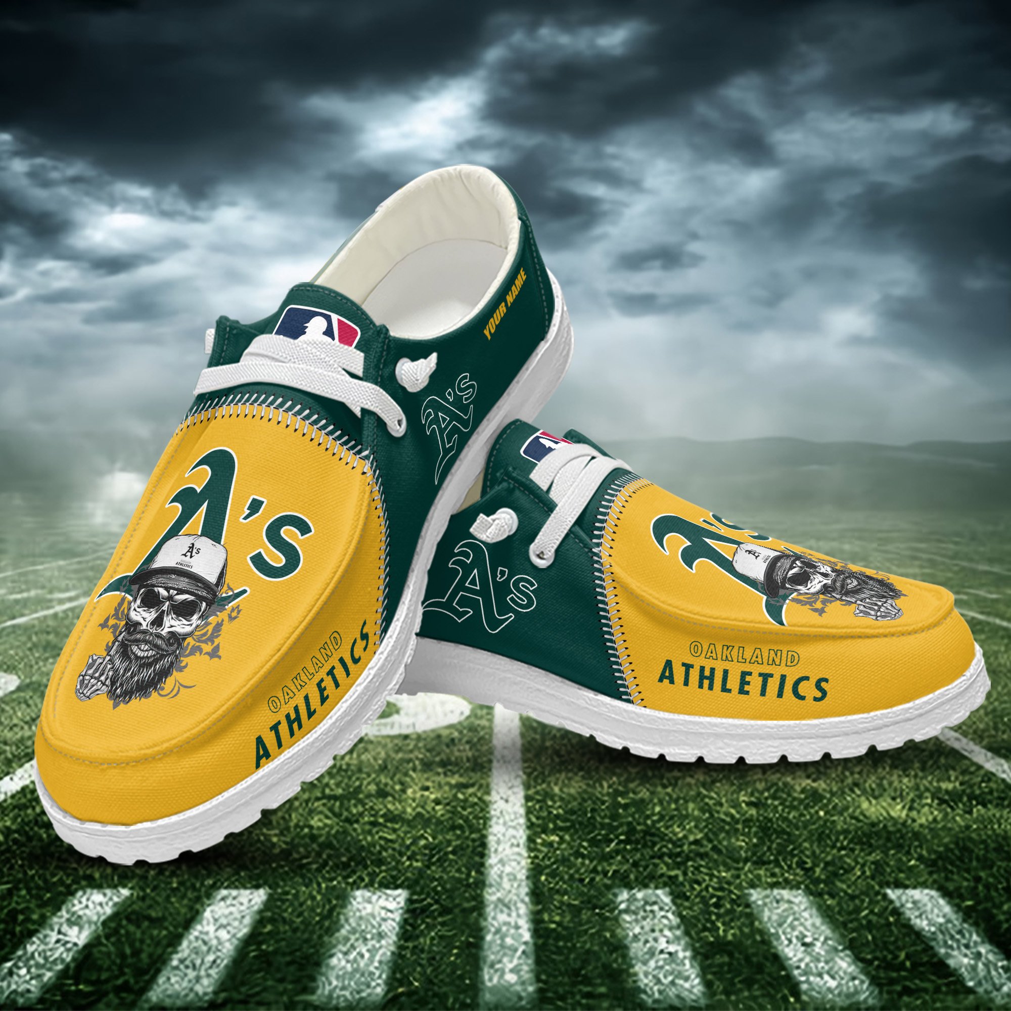 JWFancy Oakland Athletics Hey Dude Shoes Wally Men's Lace Up Loafers Comfortable For Men And Women