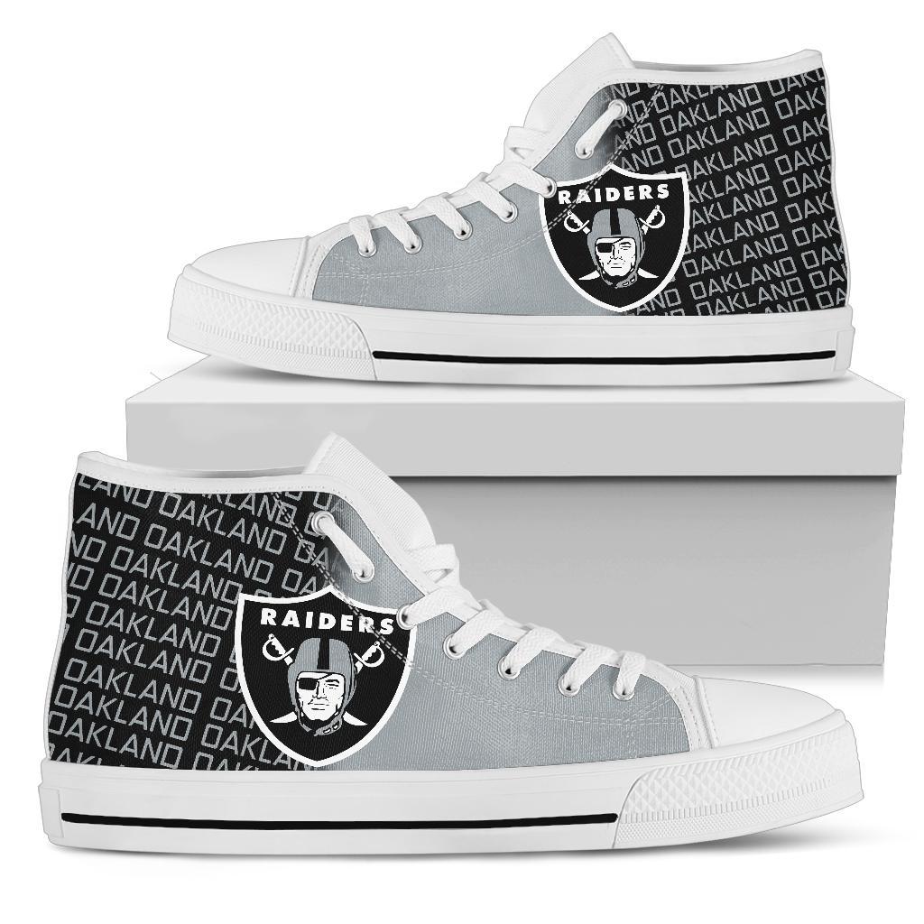 JWFancy Oakland Raiders High Top Canvas Sneakers Shoes For Men And Women