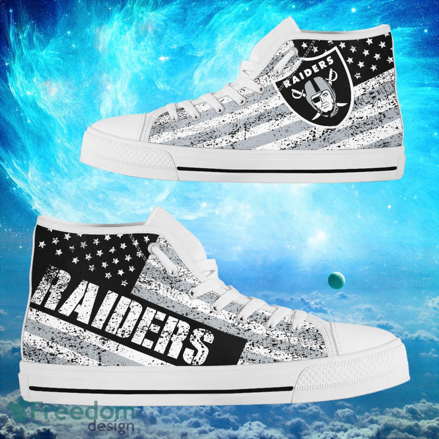 JWFancy Oakland Raiders High Top Canvas Sneakers Shoes For Men And Women