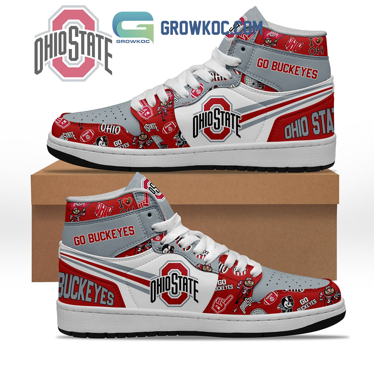 JWFancy Ohio State Buckeyes AJ1 High Sneakers Shoes For Men And Women