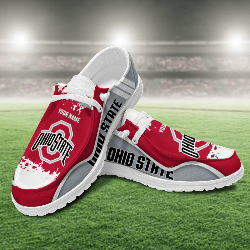 JWFancy Ohio State Buckeyes Hey Dude Shoes Wally Men's Lace Up Loafers Comfortable For Men And Women
