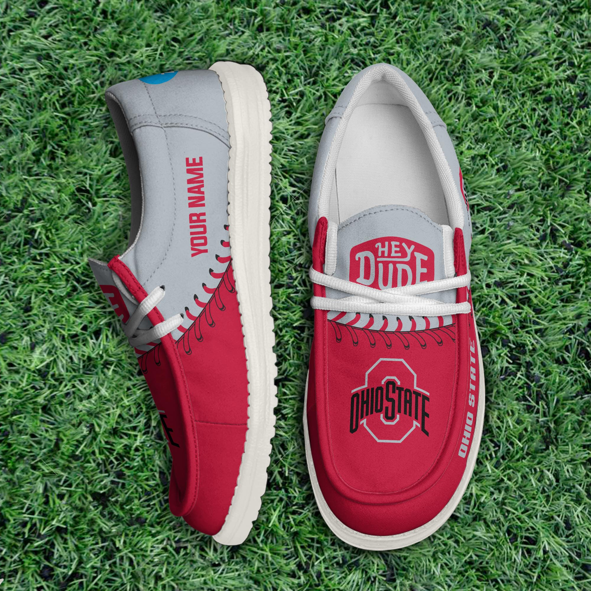 JWFancy Ohio State Buckeyes Hey Dude Shoes Wally Men's Lace Up Loafers Comfortable For Men And Women