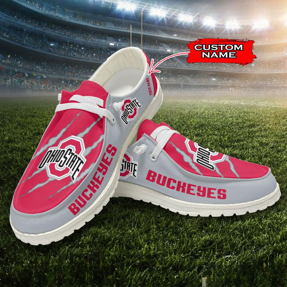 JWFancy Ohio State Buckeyes Hey Dude Shoes Wally Men's Lace Up Loafers Comfortable For Men And Women