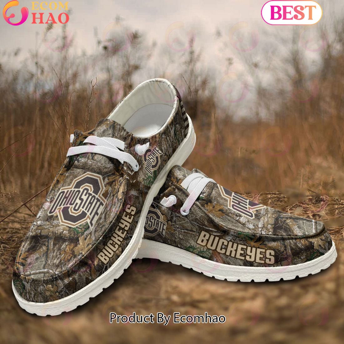 JWFancy Ohio State Buckeyes Hey Dude Shoes Wally Men's Lace Up Loafers Comfortable For Men And Women