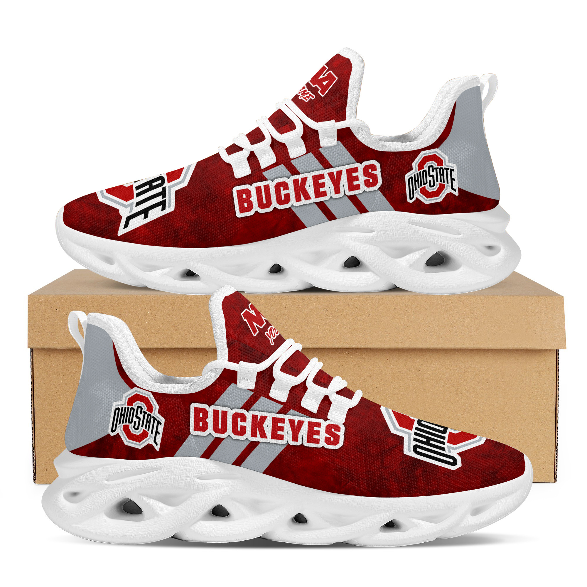 JWFancy Ohio State Buckeyes Max Soul Shoes Sneakers For Men And Women