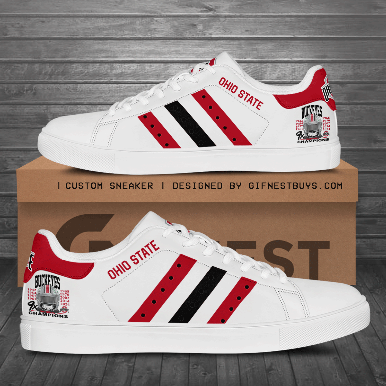 JWFancy Ohio State Buckeyes Skate Stan Shoes Sneakes For Men And Women