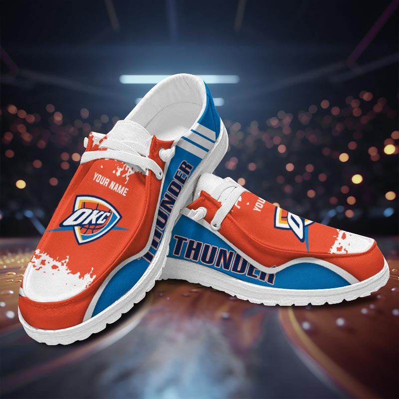 JWFancy Oklahoma City Thunders Hey Dude Shoes Wally Men's Lace Up Loafers Comfortable For Men And Women