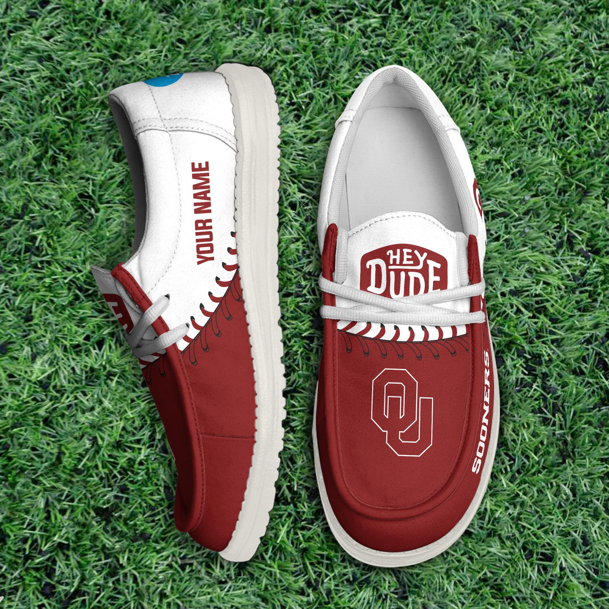 JWFancy Oklahoma Sooners Hey Dude Shoes Wally Men's Lace Up Loafers Comfortable For Men And Women