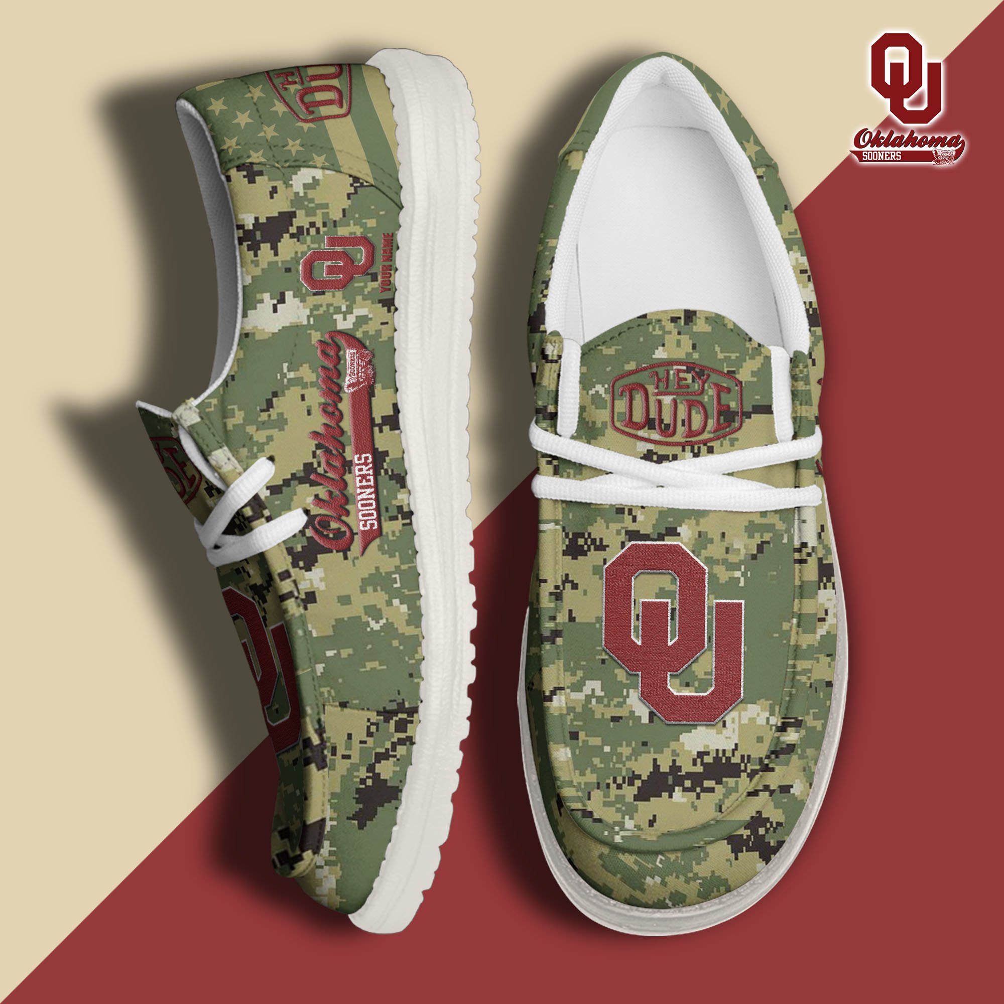 JWFancy Oklahoma Sooners Hey Dude Shoes Wally Men's Lace Up Loafers Comfortable For Men And Women