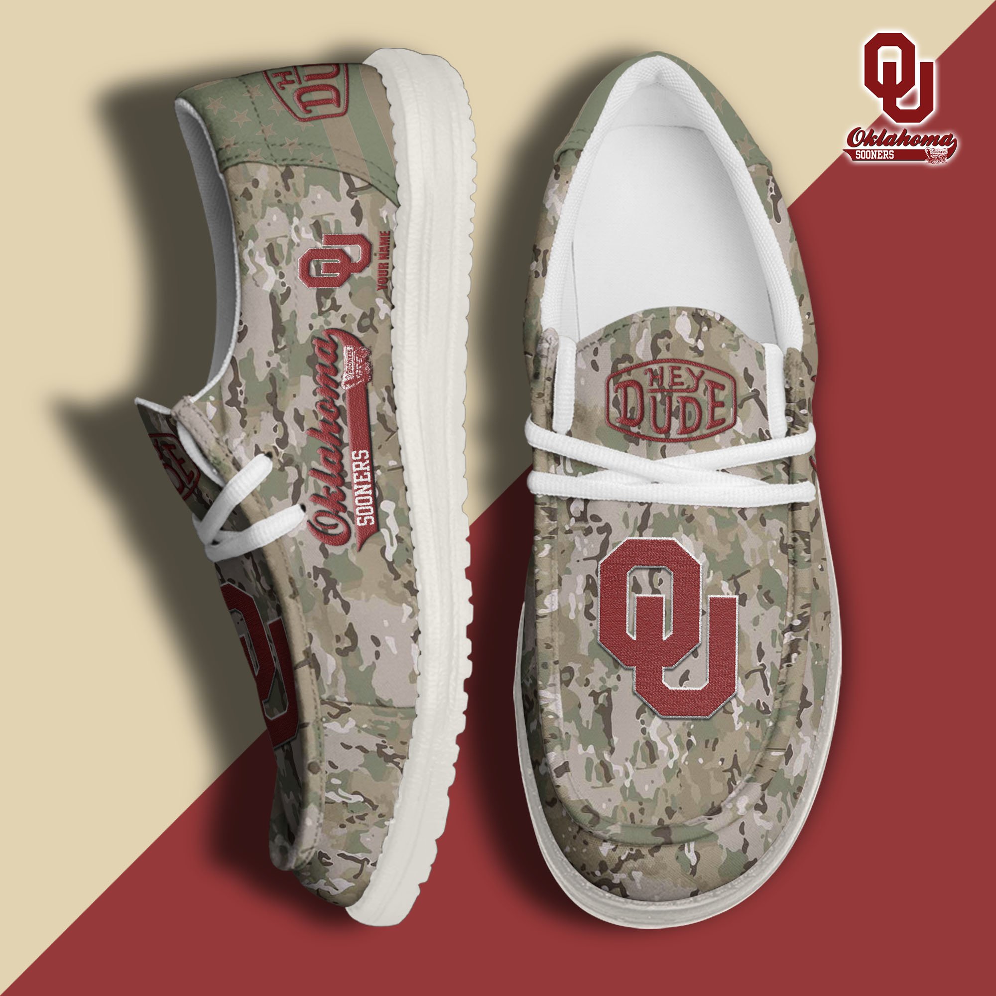 JWFancy Oklahoma Sooners Hey Dude Shoes Wally Men's Lace Up Loafers Comfortable For Men And Women