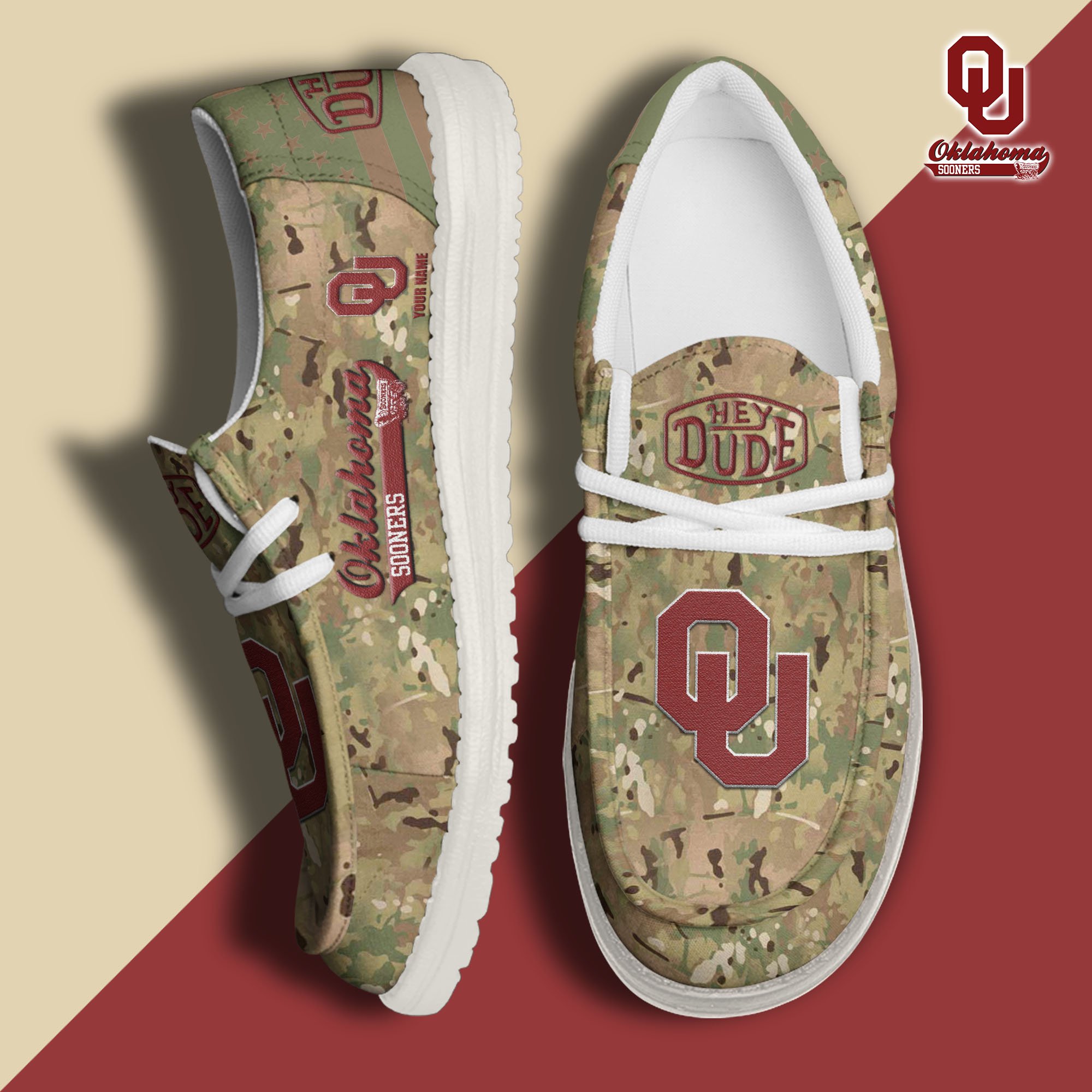 JWFancy Oklahoma Sooners Hey Dude Shoes Wally Men's Lace Up Loafers Comfortable For Men And Women