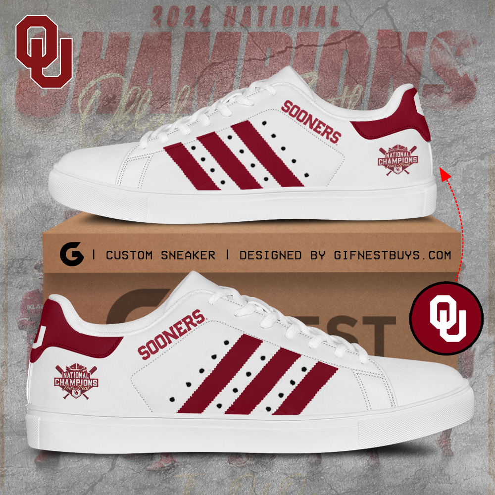 JWFancy Oklahoma Sooners Women's Softball Skate Stan Shoes Sneakes For Men And Women