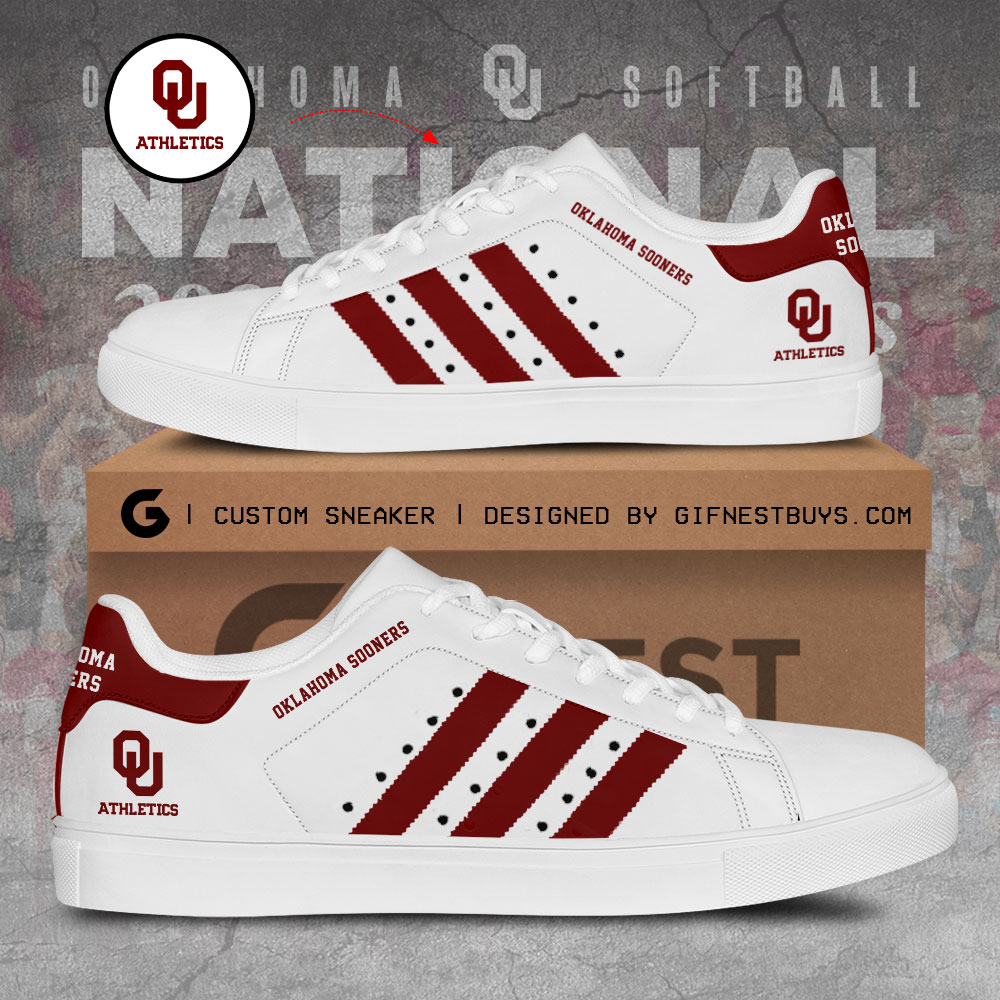 JWFancy Oklahoma Sooners Women's Softball Skate Stan Shoes Sneakes For Men And Women