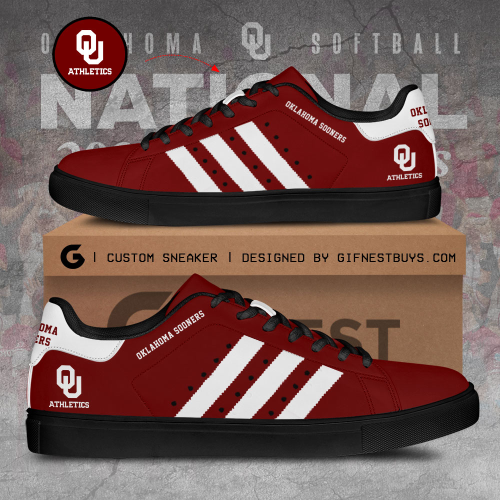 JWFancy Oklahoma Sooners Women's Softball Skate Stan Shoes Sneakes For Men And Women