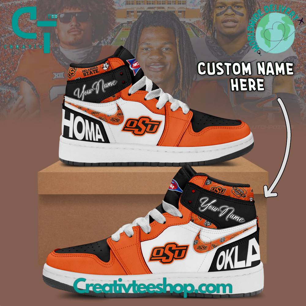JWFancy Oklahoma State Cowboys AJ1 High Sneakers Shoes For Men And Women