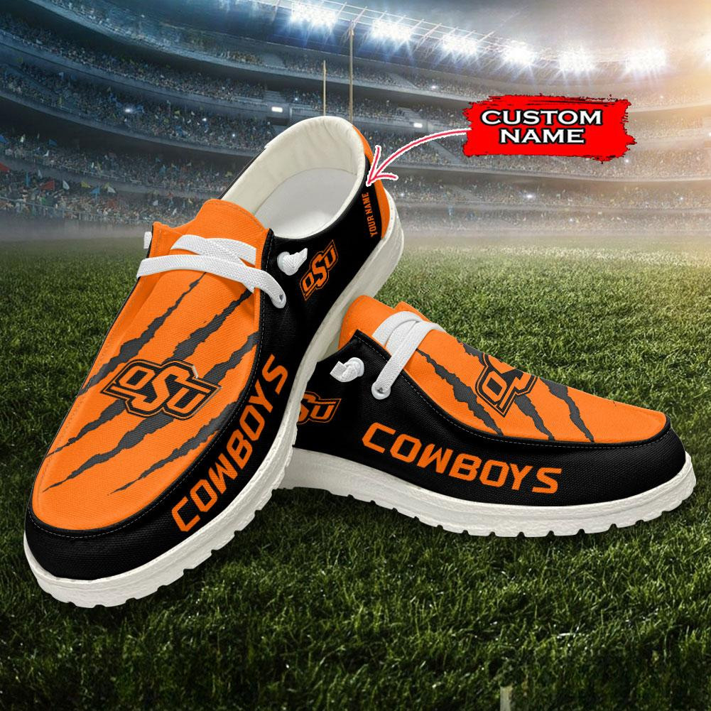 JWFancy Oklahoma State Cowboys Hey Dude Shoes Wally Men's Lace Up Loafers Comfortable For Men And Women