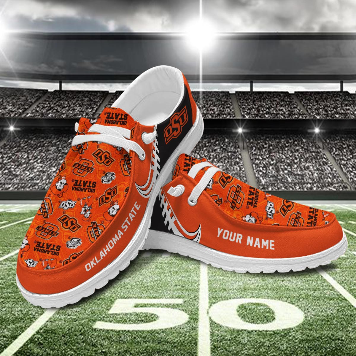 JWFancy Oklahoma State Cowboys Hey Dude Shoes Wally Men's Lace Up Loafers Comfortable For Men And Women
