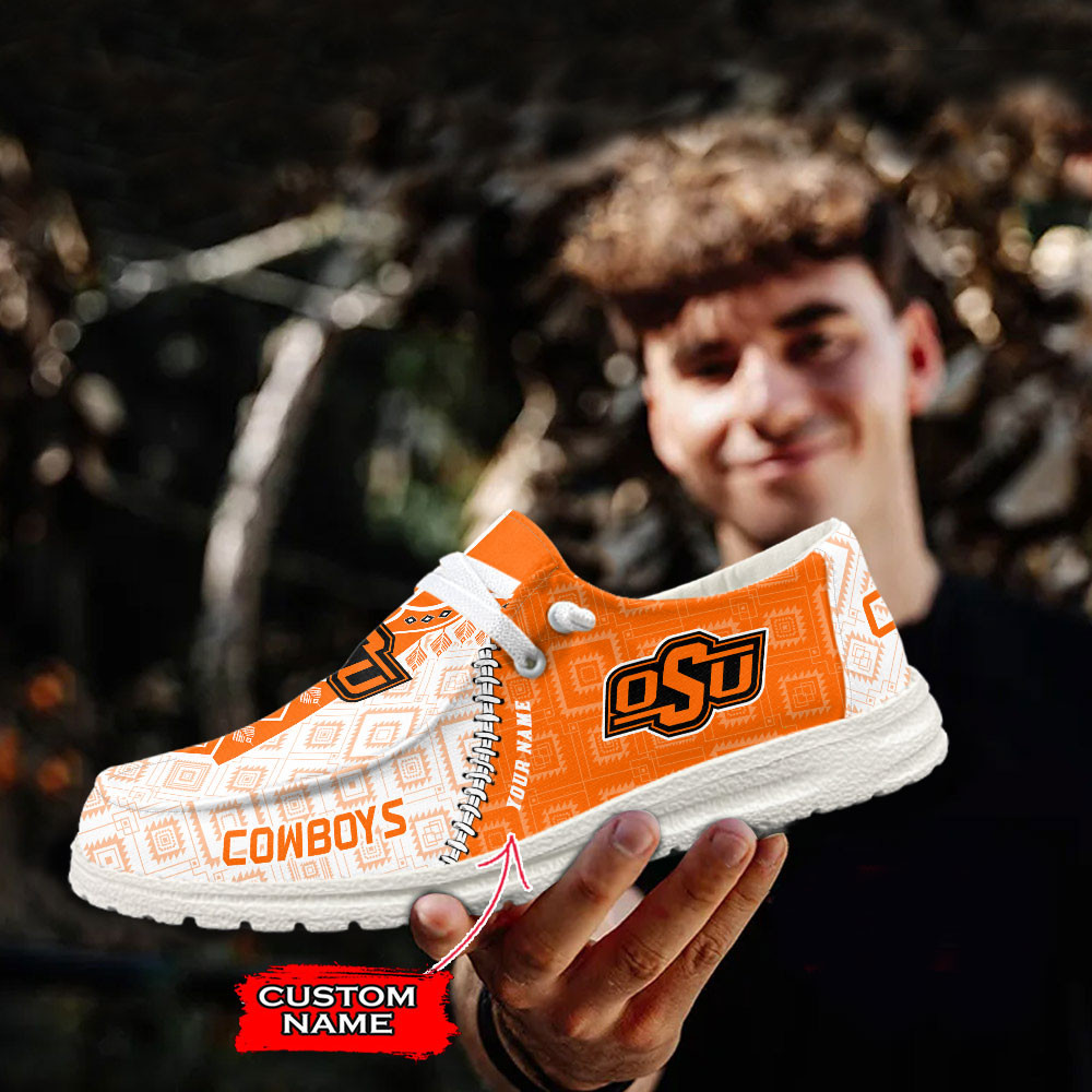 JWFancy Oklahoma State Cowboys Hey Dude Shoes Wally Men's Lace Up Loafers Comfortable For Men And Women