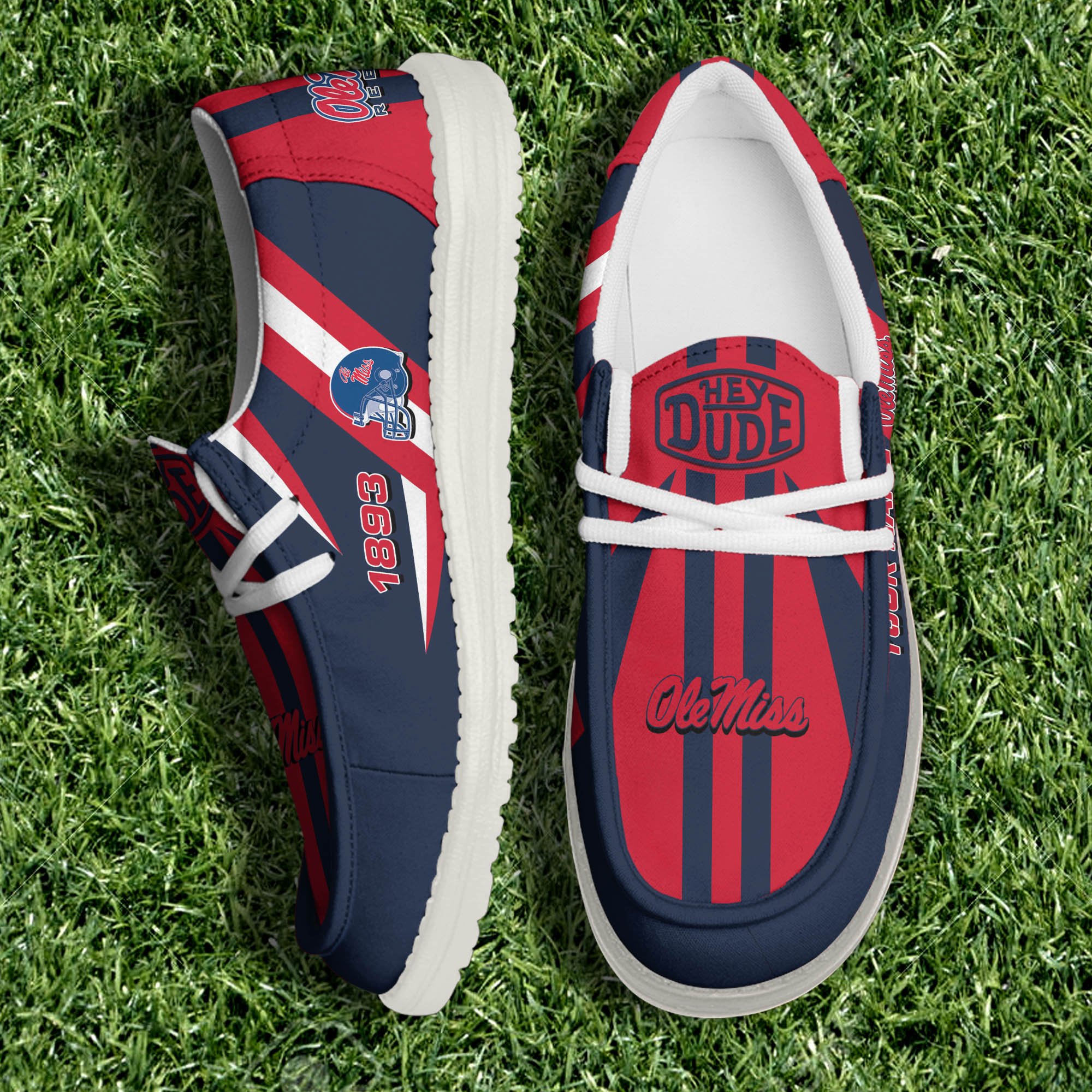 JWFancy Ole Miss Rebels Hey Dude Shoes Wally Men's Lace Up Loafers Comfortable For Men And Women