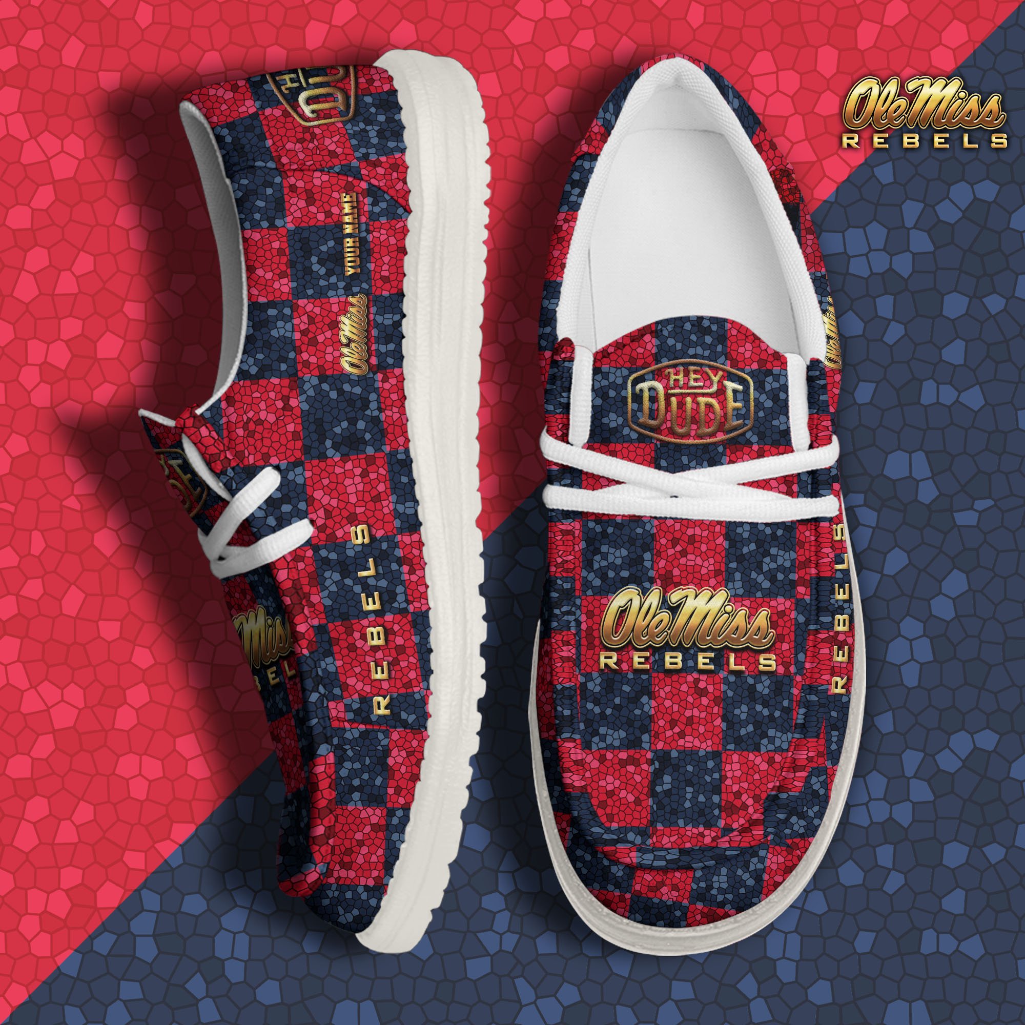 JWFancy Ole Miss Rebels Hey Dude Shoes Wally Men's Lace Up Loafers Comfortable For Men And Women
