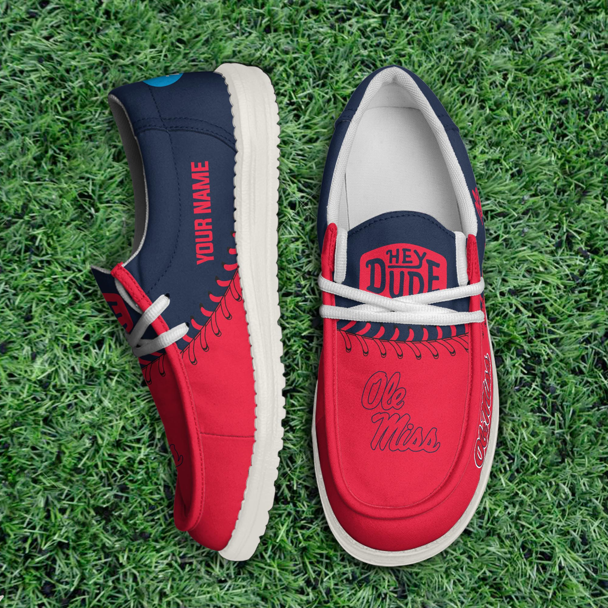 JWFancy Ole Miss Rebels Hey Dude Shoes Wally Men's Lace Up Loafers Comfortable For Men And Women