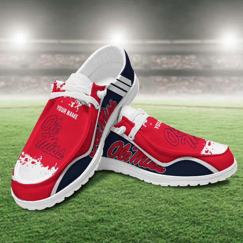 JWFancy Ole Miss Rebels Hey Dude Shoes Wally Men's Lace Up Loafers Comfortable For Men And Women