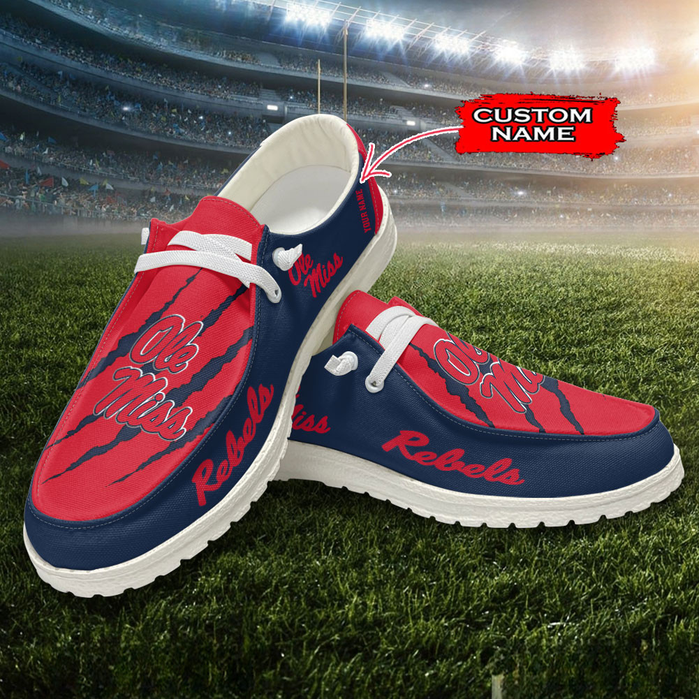 JWFancy Ole Miss Rebels Hey Dude Shoes Wally Men's Lace Up Loafers Comfortable For Men And Women
