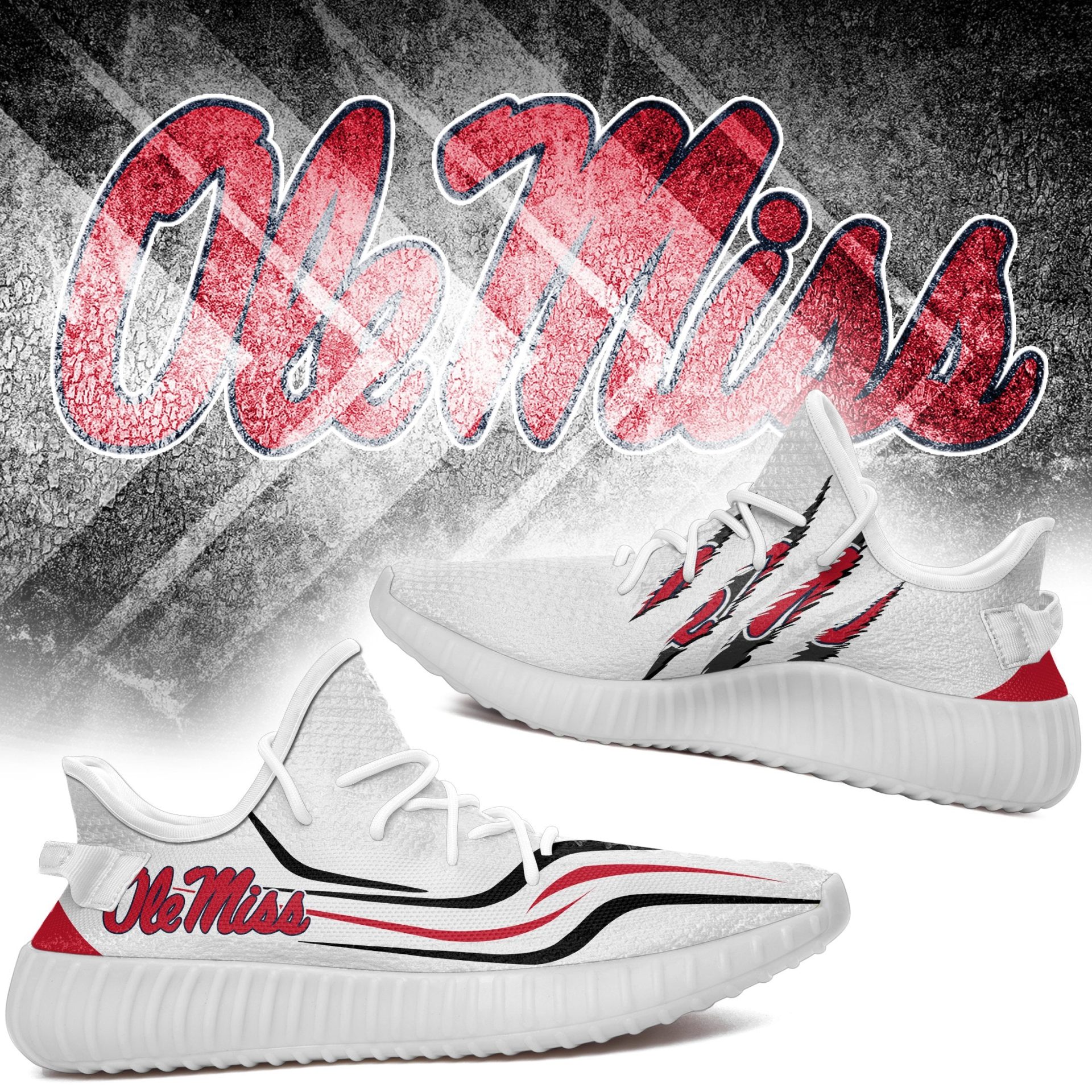 JWFancy Ole Miss Rebels Yeezy Boost Shoes For Men And Women
