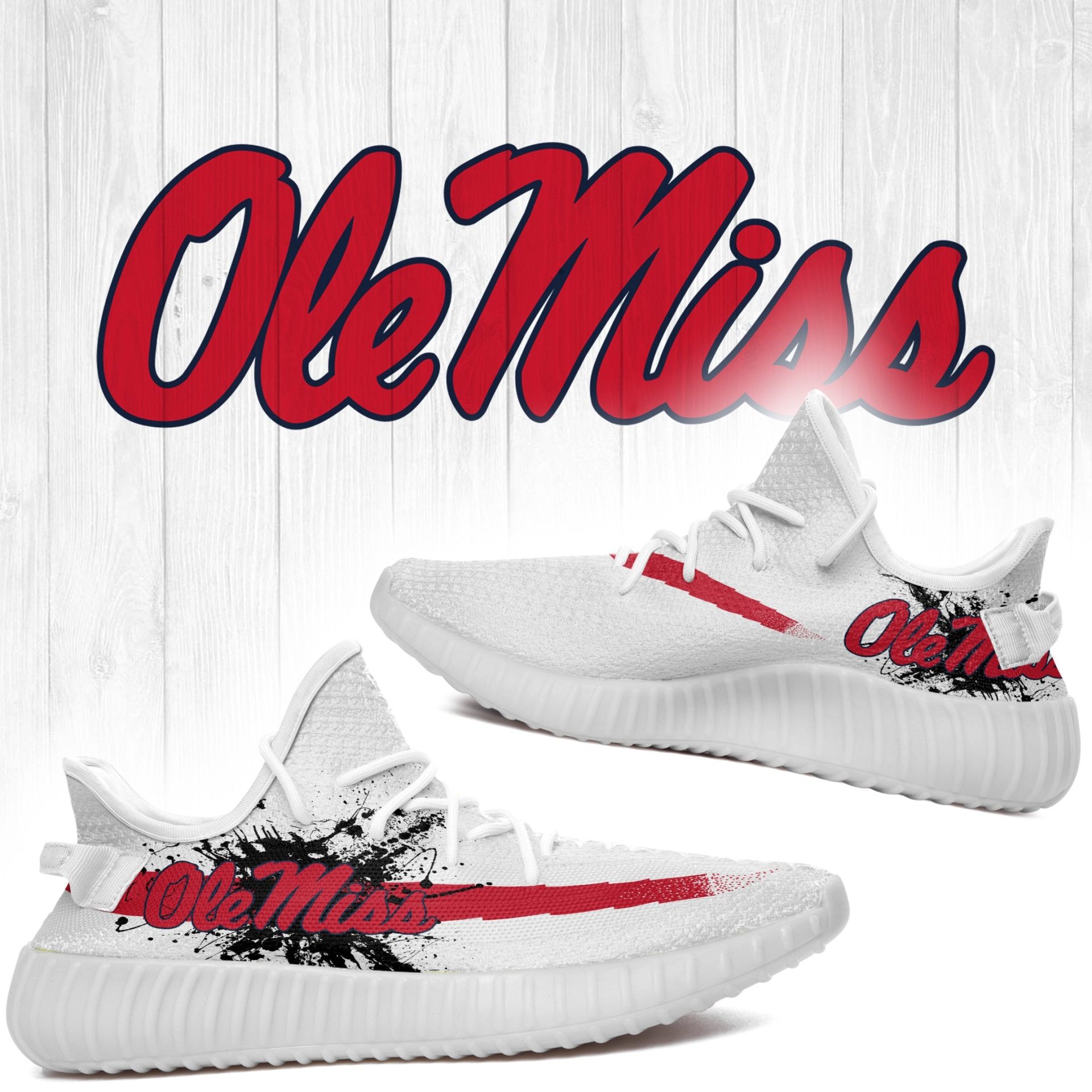 JWFancy Ole Miss Rebels Yeezy Boost Shoes For Men And Women