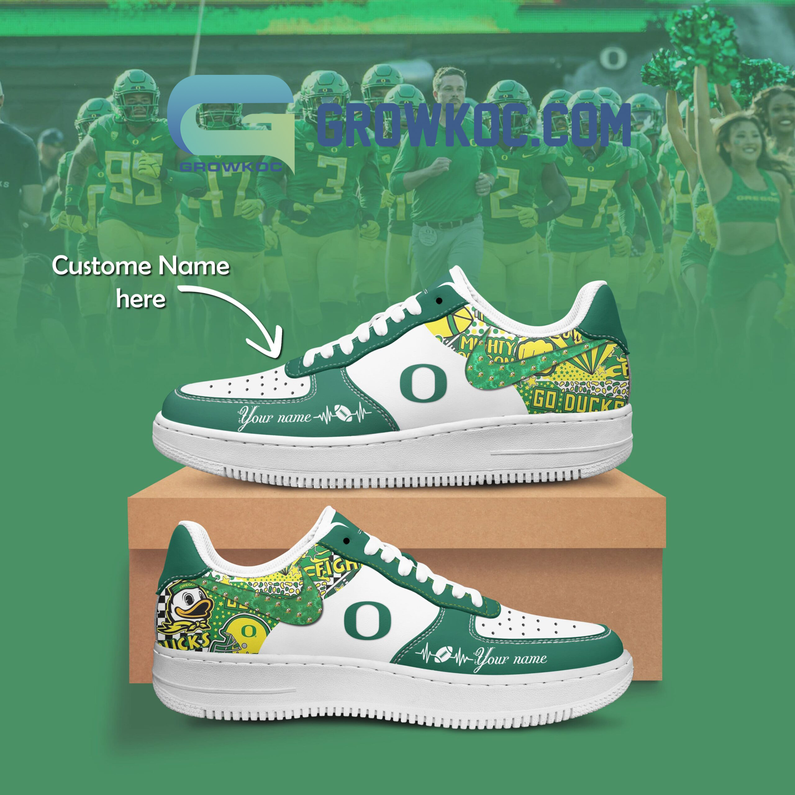 JWFancy Oregon Ducks Air Low-Top Sneakers Shoes For Men And Women