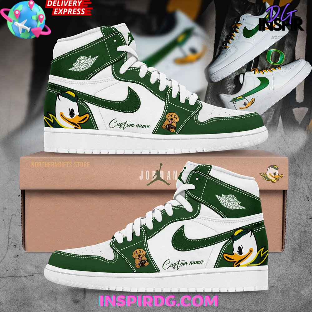 JWFancy Oregon Ducks AJ1 High Sneakers Shoes For Men And Women