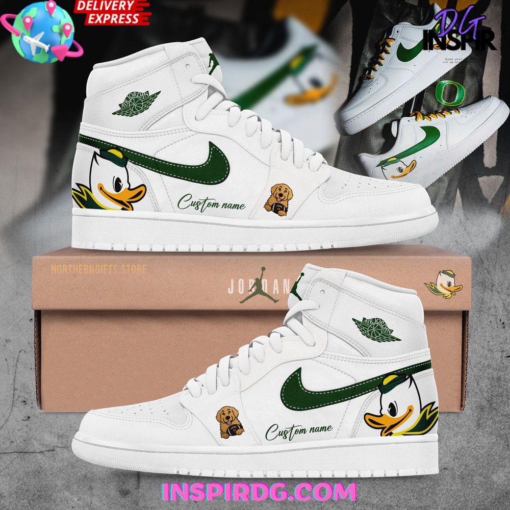 JWFancy Oregon Ducks AJ1 High Sneakers Shoes For Men And Women