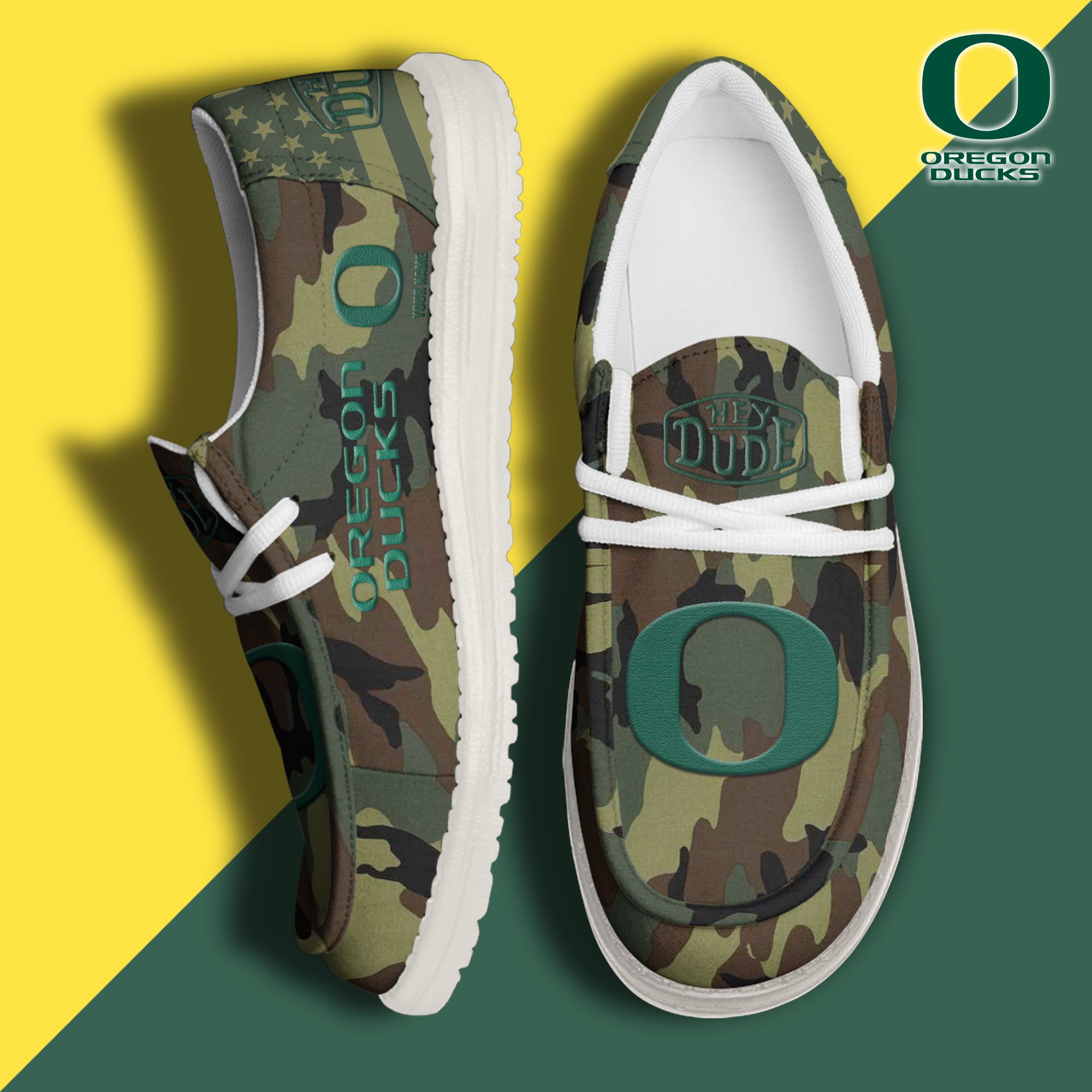 JWFancy Oregon Ducks Hey Dude Shoes Wally Men's Lace Up Loafers Comfortable For Men And Women