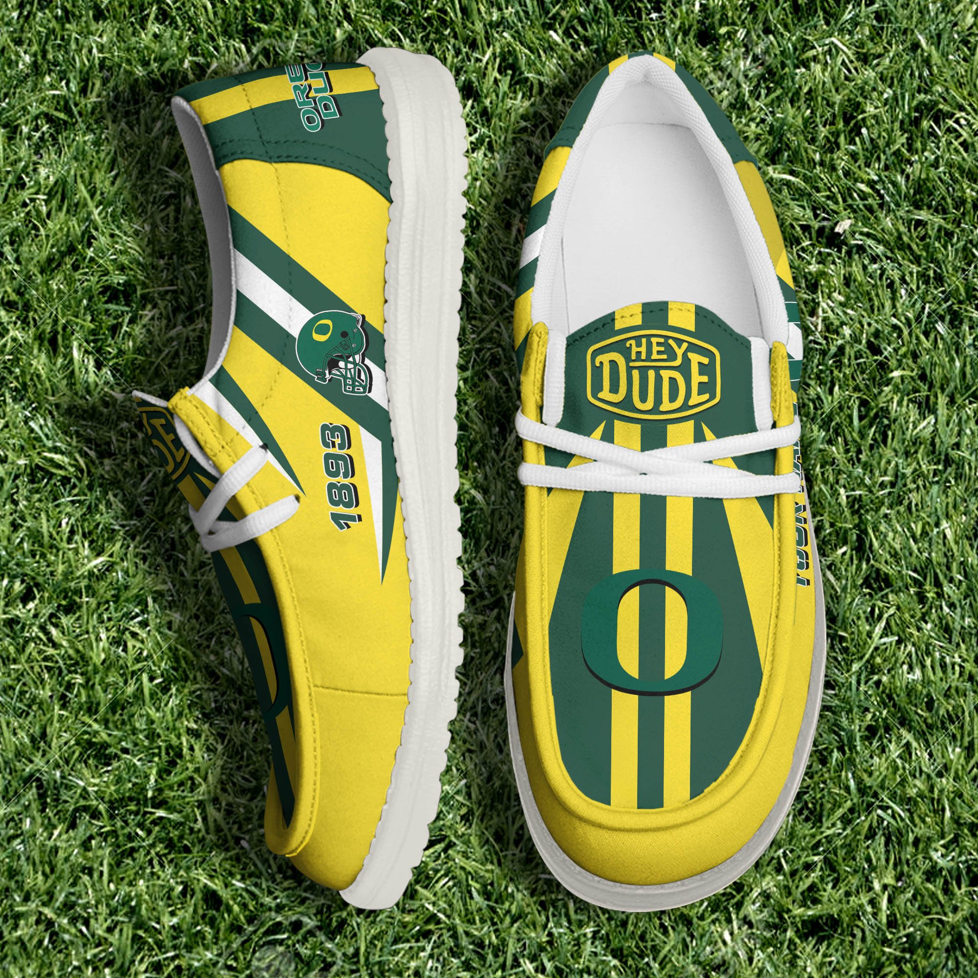 JWFancy Oregon Ducks Hey Dude Shoes Wally Men's Lace Up Loafers Comfortable For Men And Women