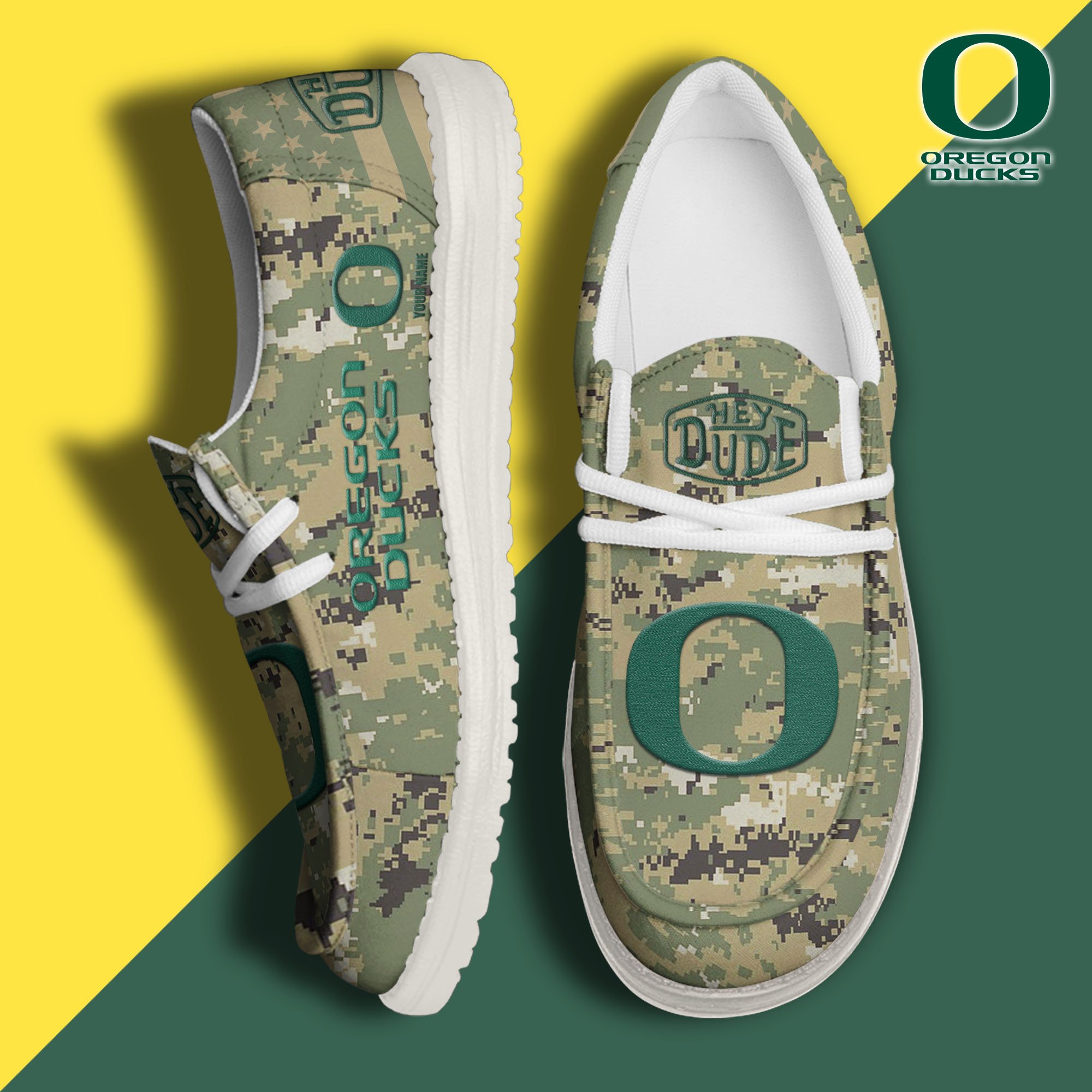 JWFancy Oregon Ducks Hey Dude Shoes Wally Men's Lace Up Loafers Comfortable For Men And Women