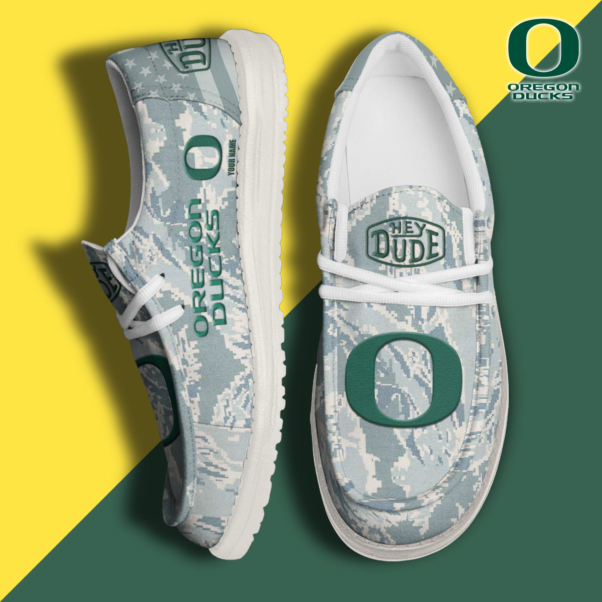 JWFancy Oregon Ducks Hey Dude Shoes Wally Men's Lace Up Loafers Comfortable For Men And Women